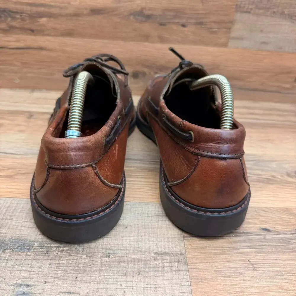 Vtg Sebago Docksides men size 11W Brown Leather Boat Shoes Non Marking Sole